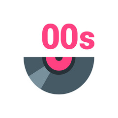 Poster - Illustration of a vinyl record with a pink center and the text zeros in pink above it on a white background