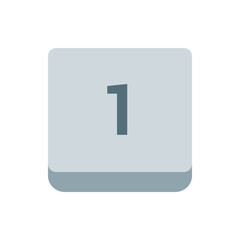 Poster - Illustration of a light gray rounded square with a dark gray number one in the center on a white background