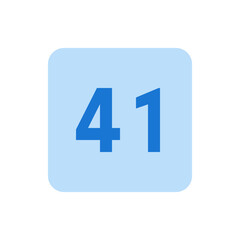 Poster - Illustration of the number forty one in blue on a light blue rounded square, clean and simple design style