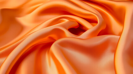 Wall Mural - Orange satin fabric with soft, flowing waves, perfect for a luxurious backdrop or design element. [Celestial Drift] | Space-Time Shifts | flowing fabric. Illustration