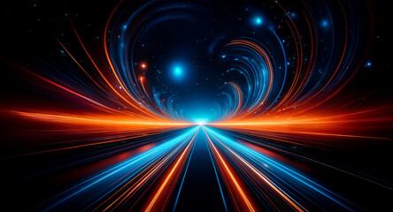 Aufkleber - a mesmerizing digital artwork depicting a futuristic highway stretching into a vibrant, swirling neb