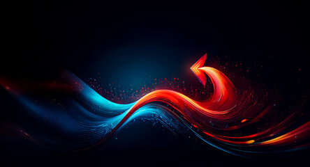 Aufkleber - abstract artwork featuring a fiery red arrow soaring over cool blue waves. the image evokes energy, 
