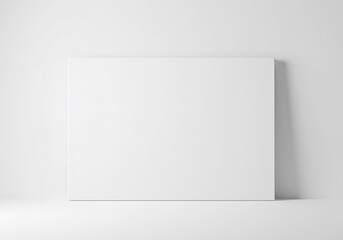 Poster - White Blank Square Canvas Mockup Leaning Against Wall for Art Display, Design Showcase, and Website Content