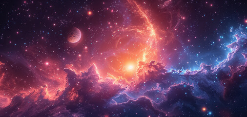 Wall Mural - Space background with stardust and shining stars. Realistic cosmos and color nebula. Colorful galaxy