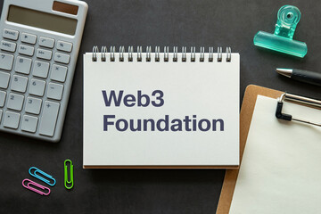 Poster - There is notebook with the word Web3 Foundation. It is as an eye-catching image.