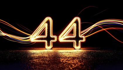 Poster - Illuminated Number 44 with Colorful Light Trails