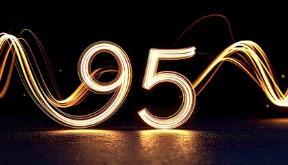 Poster - Creative Light Trails Forming the Number Ninety-Five