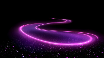 Wall Mural - Abstract glowing purple and pink light trails curving on dark background. [Celestial Drift] | Starfield Pathway | illuminated route. Illustration