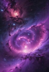 Wall Mural - vibrant purple nebula swirls, star cluster glows , galaxy, stellar, astronomical background