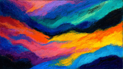 Naklejka na meble Vibrant Smeared Oil Pastel Drawing with Bold Colors