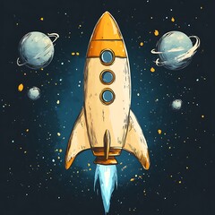 Wall Mural - space rocket taking off