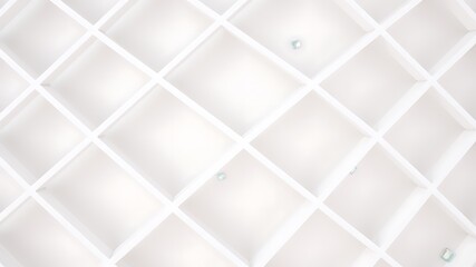 Wall Mural - diagonal pattern of white empty storage cubes with a monochromatic color scheme