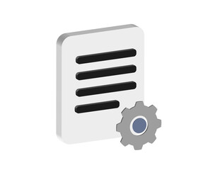 Poster - Simple 3D illustration of a document with a gear