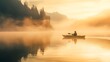 © Isadora - Kayaking on Misty Lake in Serene Mountain Landscape Outdoors