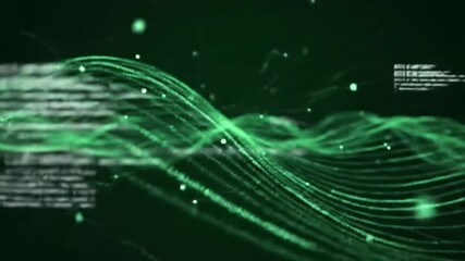 Poster - Abstract Green Data Waves Flowing Through Cyberspace