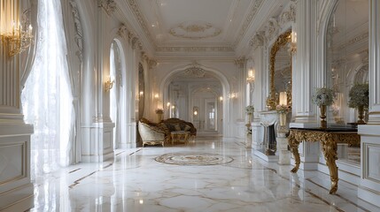 Aufkleber - An interior of luxury home ballroom, luxury marble finishing detail, detail interior with luxury furniture