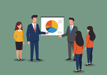 Poster - Business Team Meeting Data Chart Presentation Discussion Report