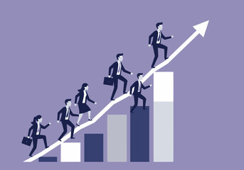 Poster - Team Climbing Graph to Success and Achieving Business Goals