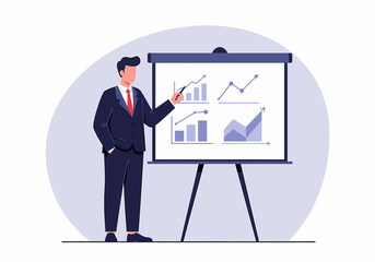 Poster - Business Presentation Showing Charts and Growth Trend Analysis