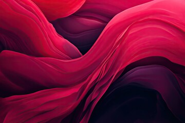 Poster - Abstract red and pink flowing waves create a dynamic background. with soft particles scattered throughout. suitable for use in digital designs and presentations
