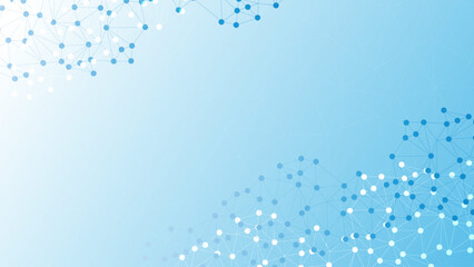Fototapete - Abstract technology network blue background. Futuristic network structure with digital connections on a light blue abstract background, perfect for tech or science visuals.