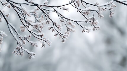 Aufkleber - Beautiful winter snowy branches with copy space