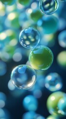 Poster - Abstract Floating Spheres: Turquoise, Blue, and Green Gradient Background