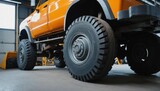 A big yellow truck, a heavy vehicle for cargo transport, travels on the road