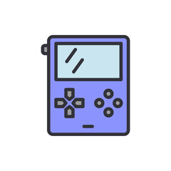 Leinwandbilder - Classic handheld game console in blue tone, nostalgic portable gaming device