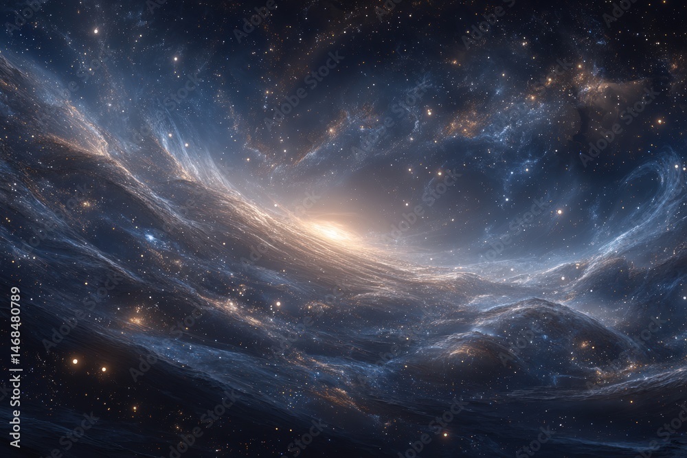 An expansive view of the universe reveals a brilliant display of swirling galaxies amidst a backdrop of twinkling stars. This celestial scene captures the beauty and mystery of deep space.