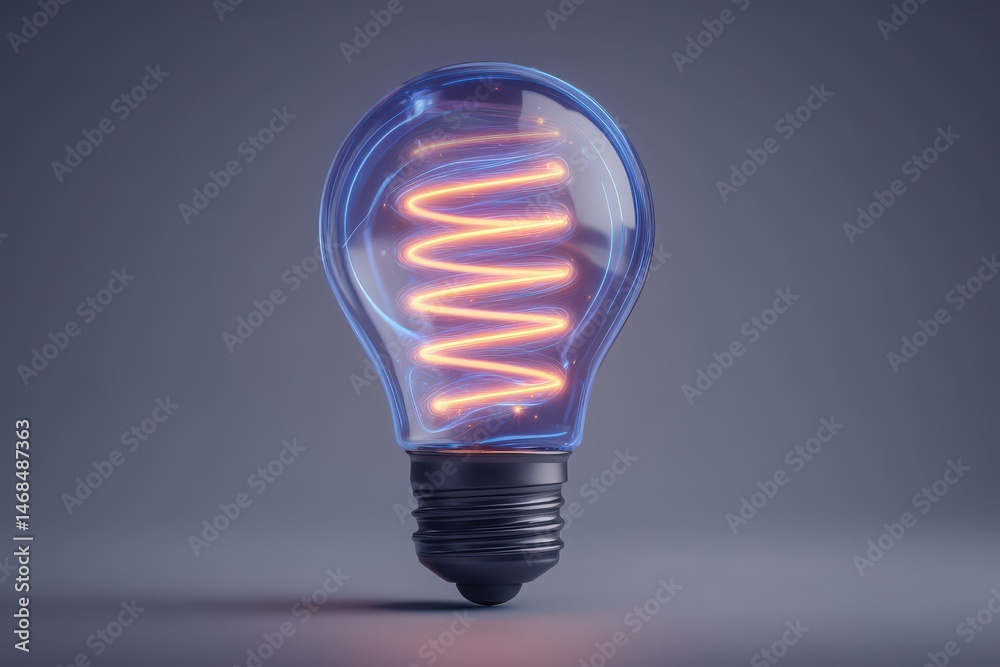 A stylish light bulb is illuminated with glowing filaments inside, creating a warm and inviting ambiance.