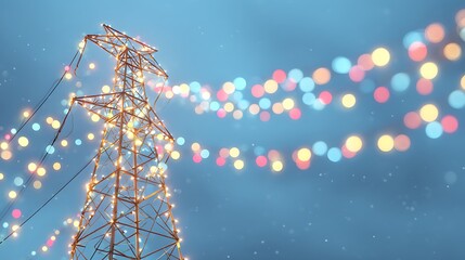 Fototapete - Cute holiday lights pylon with copy space