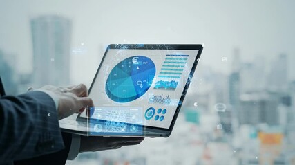 Aufkleber - Digital technology concept with business people using laptop