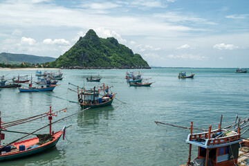 Wall Mural - fishing boat and tropical sea in thailand.