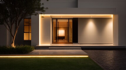 Aufkleber - Exterior house entrance walls, surface mounted linear light on outside walls of house