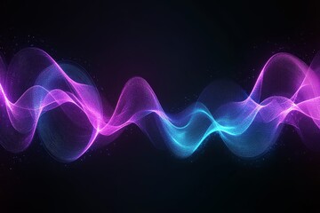 Poster - Glowing Purple and Blue Neon Waveforms Abstract Background