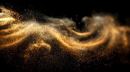 Leinwandbilder - Golden dust swirls magically in the air against a black background, creating a festive and enchanting atmosphere