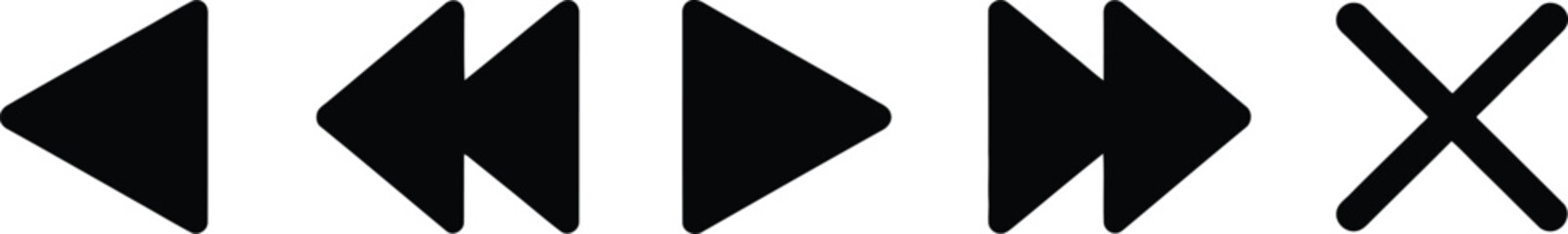 Poster - Minimalist black and white playback icons for video and audio control and cancellation design