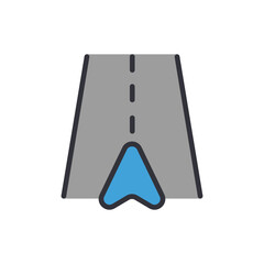 Poster - Icon Illustration of Navigation System with GPS Pointer on the Road