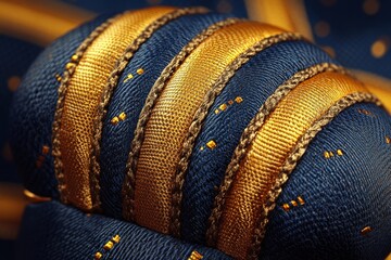 Poster - Close-Up of Blue and Gold Textured Object with Diagonal Lines