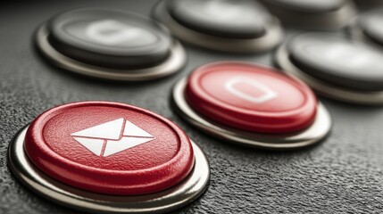 Poster - Bright red button on a game controller symbolizing action and engagement in interactive gaming experiences