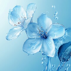 Aufkleber - Floral, blue liquid, bubbles   high resolution   for isolate image