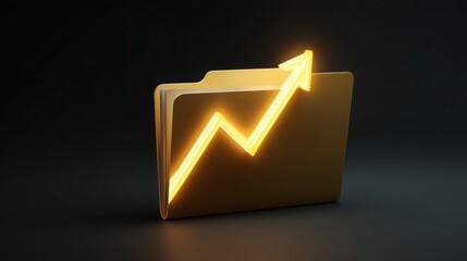 Poster - dynamic folder with a lightning symbol illustrating a glowing upward trend arrow and growth concept 
