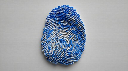 Poster - A unique fingerprint displayed with blue and white stripes symbolizing verified identity in a digital id card context