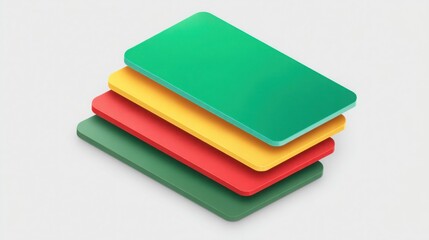 Poster - Three differently colored plastic sheets displayed in an artistic arrangement with a glowing credit card icon concept