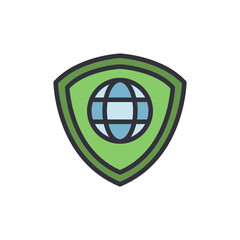 Poster - Global protection shield icon illustration on White background artwork