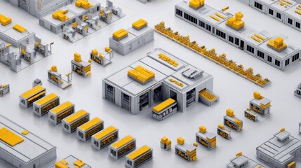 Poster - Detailed isometric view of an industrial complex.