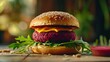 © Felipe - Vegan burger with beetroot patty, cashew cheese, and arugula, whole-grain bun