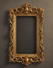 Wall Mural - Intricate gold baroque scroll frame, vintage design ,  graphic,  golden,  embossing
