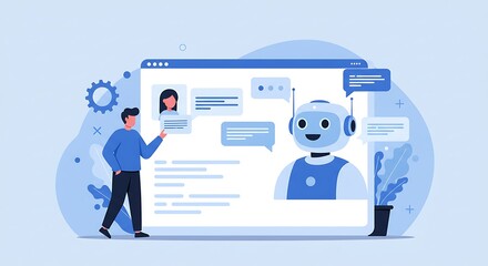Fototapete - Modern digital interface showcasing an ai assistant interacting with users.